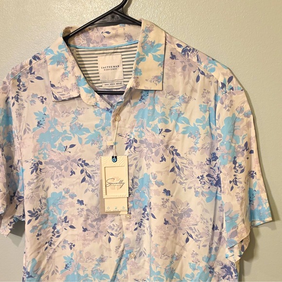 Cactusman Other - Cactusman Men's Short Sleeve Viscose Polo Shirt White/Blue/Purple Floral M #263